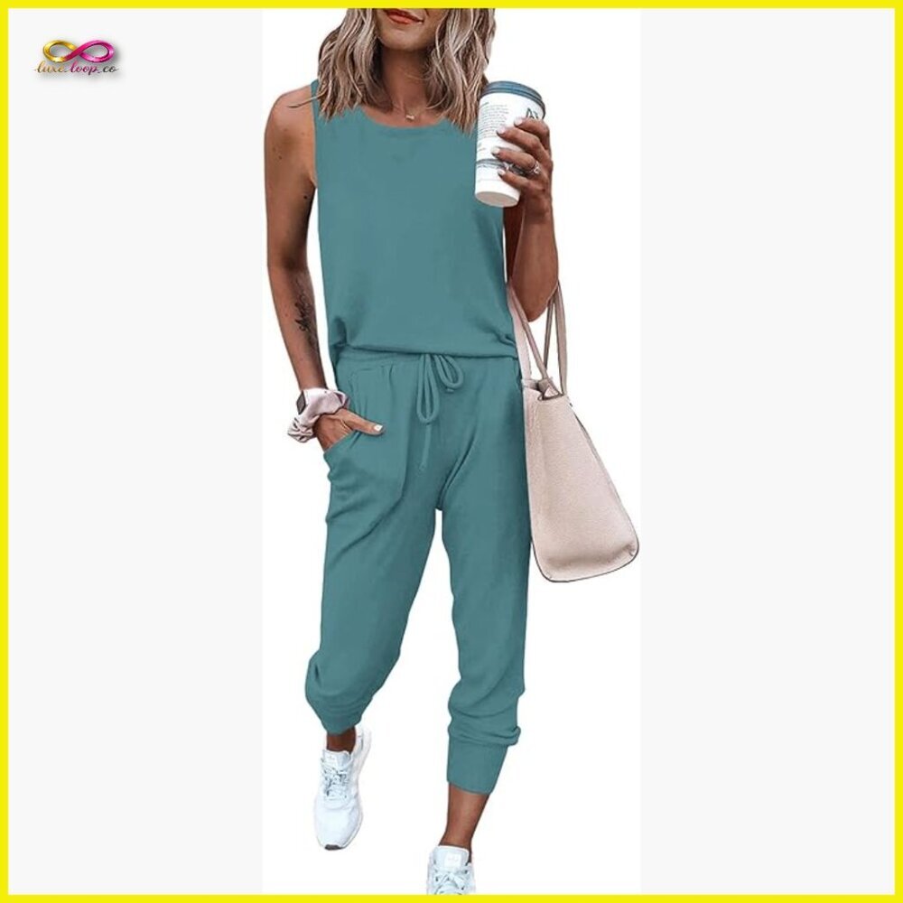 Sleeveless Tank Top and Drawstring Pants Lounge Set Minimal Casual Comfort